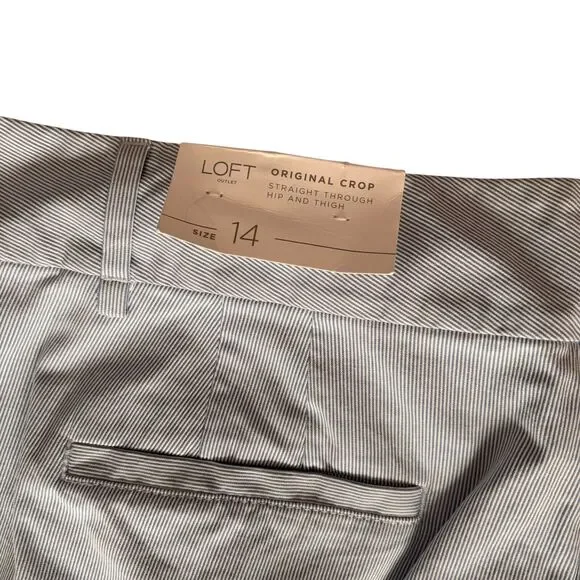 Loft Original Crop Stripe Seersucker Pants Size 14 Cotton Blend NEW - Picture 6 of 6